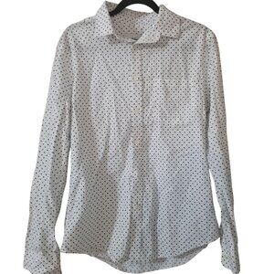 Goodfellow & Co White Button-Up Shirt With Black Arrow Print Long Sleeves Size M
